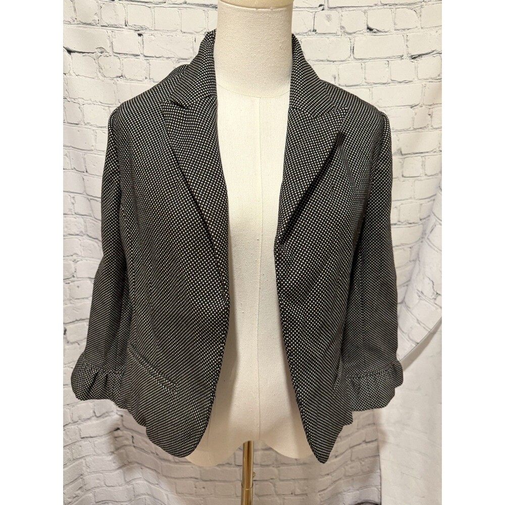 Amanda & Chelsea Black and White Polka Dot Blazer Ruffle Cuffs size 10